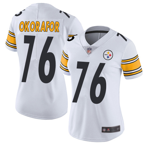 Women Pittsburgh Steelers Football 76 Limited White Chukwuma Okorafor Road Vapor Untouchable Nike NFL Jersey